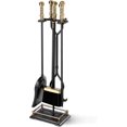 thumbnail image 1 of Fireplace Tools Set 5 Pieces Modern 30 Inch Outdoor Wrought Iron Fireplace Elegant Gold Handles Accessories Set, 1 of 5