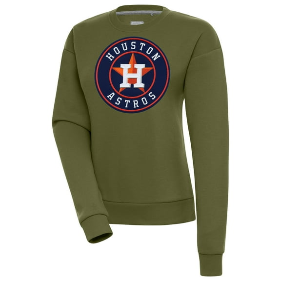 Women's Antigua Olive Houston Astros Victory Pullover Sweatshirt