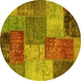 thumbnail image 1 of Ahgly Company Machine Washable Indoor Round Patchwork Yellow Transitional Area Rugs, 5' Round, 1 of 4