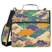 FORMRS Zipper Binder with Shoulder Strap 1.5-inch Ring 500 Sheet Capacity File Bag, Beige Floral Wave