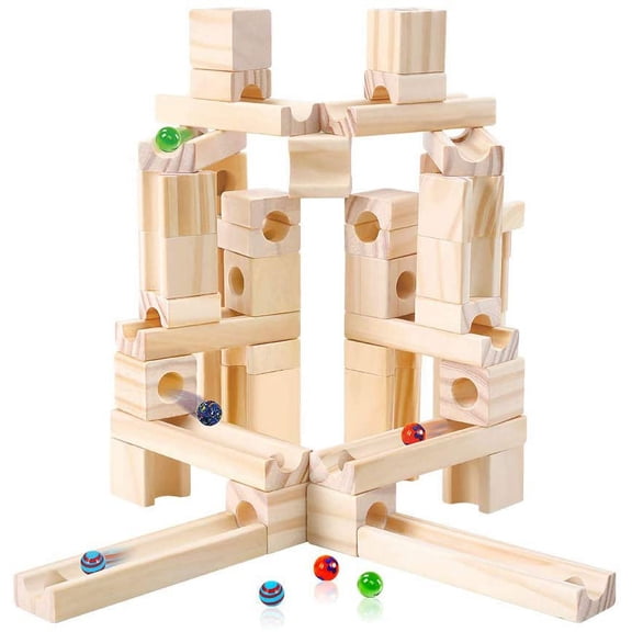 Timbers 60 Piece Wood Block Marble Run