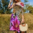 thumbnail image 4 of Leopard Lilies Vibrant Jungle Print Sweetheart Knot Flared Dress Fashion Design Large Size Loose Dress Spring Summer Women Dress, 4 of 9