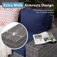 thumbnail image 4 of JOIVI 7 Pieces Wicker Patio Furniture Set 5-Seat Outdoor Conversation Set with 45-Inch Fire Pit Table, 8'' Wide Armrest Modular Rattan Outdoor Sectional Sofa Set, Navy Blue, 4 of 14
