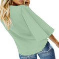 thumbnail image 3 of CHOK Women‘s Button Down V Neck Tops Ruffled 3/4 Sleeve Tie Knot Front Blouses White Sizes S-2XL, 3 of 3