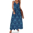 thumbnail image 1 of Vestido largo elegante con hojas barrocas y estampado floral dorado, escote en V, estilo bohemio, para playa, con tirantes, estético, de gran tamaño, 1 of 7