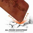 thumbnail image 7 of For iPhone 16 Plus 6.7" lily Embossed Strong Magnetic Attachment/Closure, Card Slots/Pocket, PU Leather Flip Wallet Case ﻿,Brown,For iPhone 16 Plus, 7 of 7