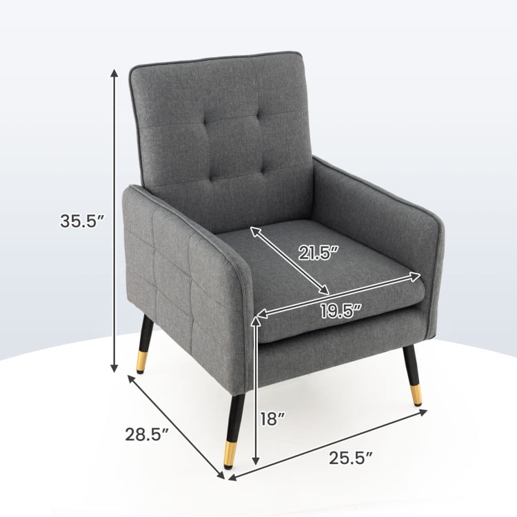 Finihen Accent Chair, Upholstered Accent Armchair, Linen Fabric Accent Chair with Removable Seat Cushion, for Living Room, Bedroom, Reception Room, Gray Finihen Accent Chair, Upholstered Accent Armchair, Linen Fabric Accent Chair with Removable Seat Cushion, for Living Room, Bedroom, Reception Room, Gray