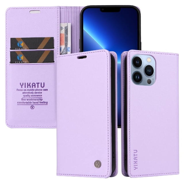 Funda para iPhone 13 Pro Max Estuche de Cuero PU Tipo Cartera con Ranuras para Tarjetas y Cierre Magnético