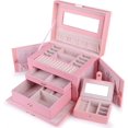 thumbnail image 6 of Kendal Large Leather Jewelry Box/Case/Storage/Organizer with Travel Case and Lock (Pink), 6 of 8