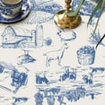 thumbnail image 4 of Blue French Country Oval Tablecloth, Grey Vintage Table Cloth 52 x 70 inch for Farmhouse Decor,Perfect for Kitchen Dinner, Restaurant,Outdoor Holiday Picnic Table Cover, 4 of 6