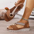 thumbnail image 3 of Rokment Womens Comfortable Platform Wedge Walking Sandals 2026 Stylish Casual Suede Buckles Elastic Ankle Strap Slip on Slingback Dressy Summer Shoes Brown Size 7, 3 of 8