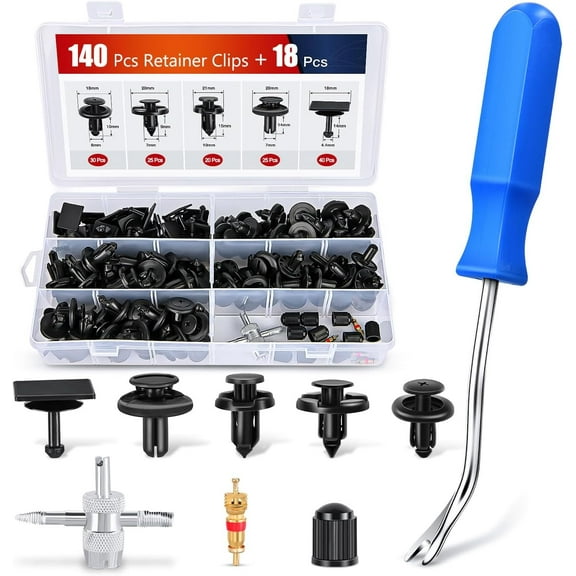 Nilight 158PCS Fender Liner Retainer Cowl Panel Vent Cap 5 Most Popular Sizes& Applications for Subaru 90913-0067 90914-0051 90914-0007 90914-0063 91486-KJ010 4-Way Valve Tools Tire Caps Cores