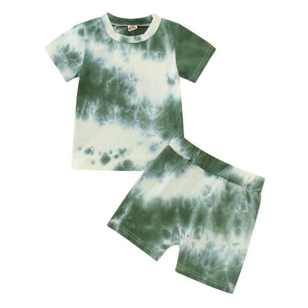 

Toddler Baby Boy Girl Clothes Set Short Sleeve Tie Dye T Shirt Tops Shorts Sports Tracksuit Outfits