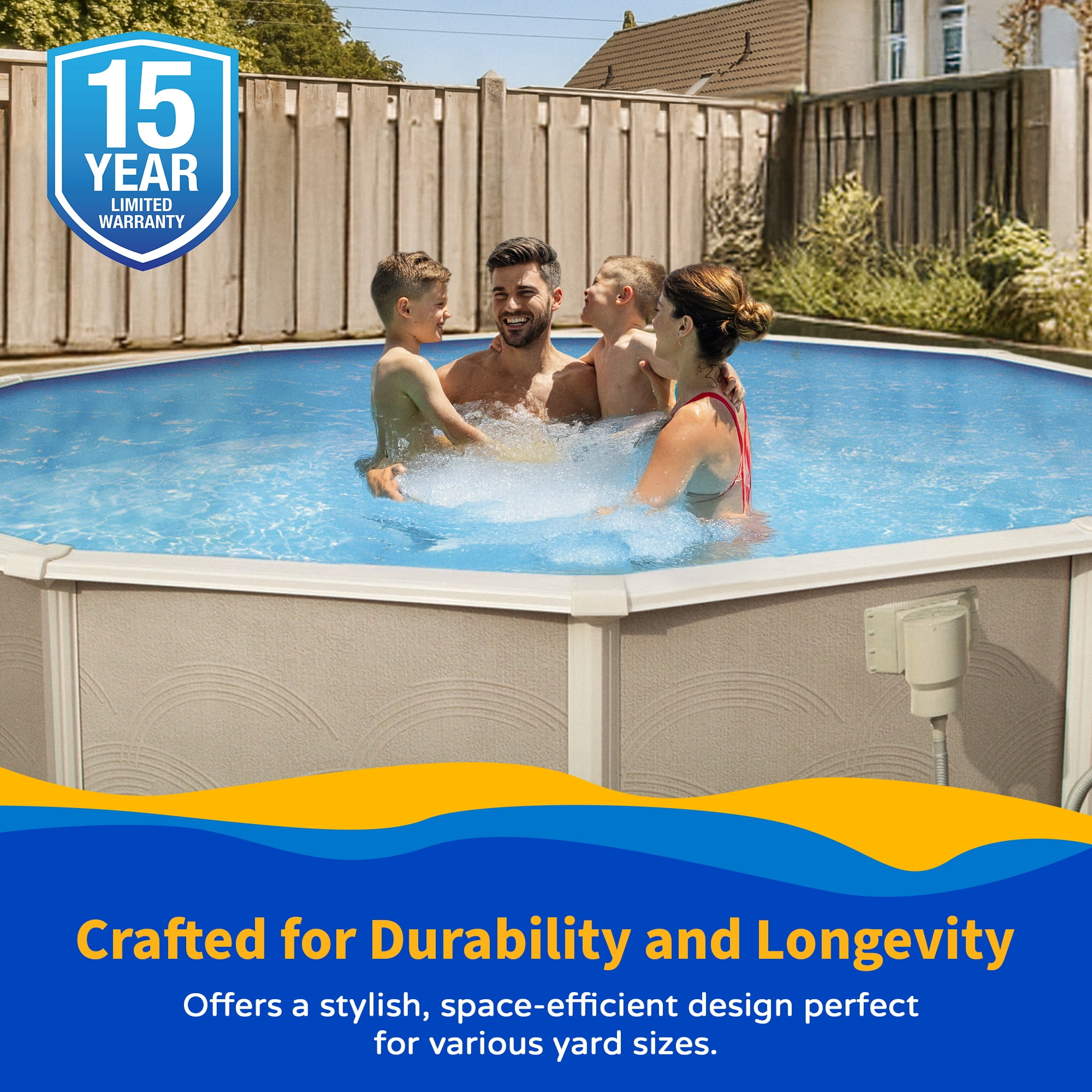 Belize 15-ft Round 52-in Deep 6-in Top Rail Metal Wall Swimming Pool Package