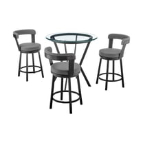 Armen Living Naomi and Bryant 4-Piece Counter Height Dining Set in Black Metal and Grey Faux Leather
