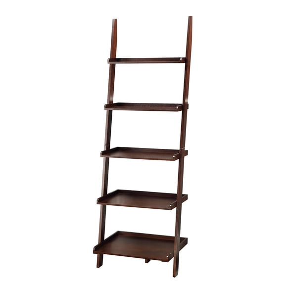 Pemberly Row Ladder Bookshelf in Espresso Wood Finish