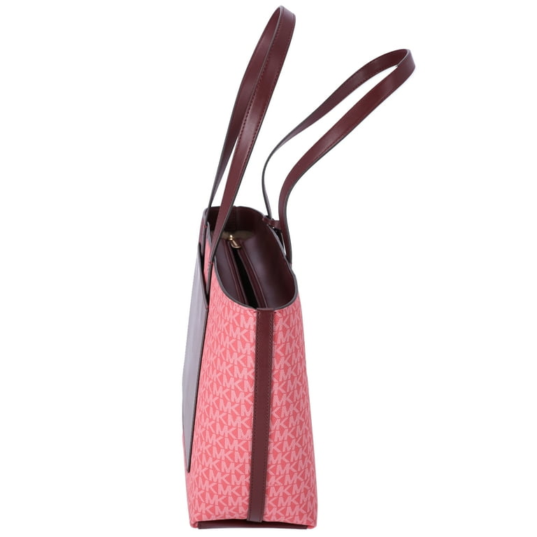 Michael Kors Women's Jet Set Medium Two-Tone Logo Tote Bag Oxblood