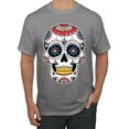 thumbnail image 1 of Wild Bobby Day Of The Dead Sugar Skull Pop Culture Men Graphic Tee, Heather Grey, 5X-Large, 1 of 5