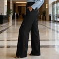 thumbnail image 6 of Lmnyox Women's Pants Wide Leg Elastic High Waist Dress Pants Casual Business Office Trousers with Pockets, 6 of 9