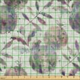 thumbnail image 2 of Ambesonne Botanical Fabric by the Yard Upholstery, Grunge Leaves Circle Art, 2 Yards, Blue Violet and Pale Eggplant, 2 of 5