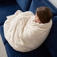thumbnail image 4 of PBAZIH Flannel Fleece Blanket Soft Cozy Throw for Couch Bed Home Office Travel Lightweight Thick Striped Design Ideal for Lounging Napping or Extra Warmth, 4 of 6