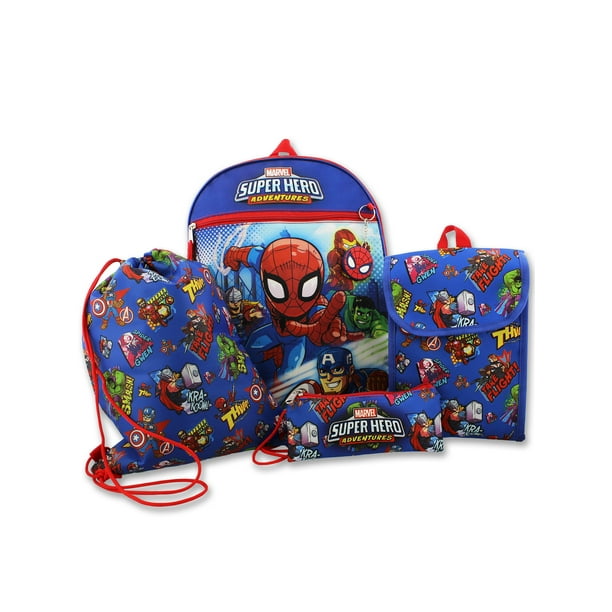 Marvel Super Hero Adventures Boys 5 piece Backpack and Snack Bag