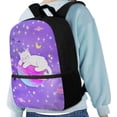 thumbnail image 4 of HUIACONG Purple Galaxy Cat Backpack for Primary School Kids Large Capacity Multi Compartment Wear‑Resistant for Boys Girls Ages 6‑18 Daily Use, 4 of 6