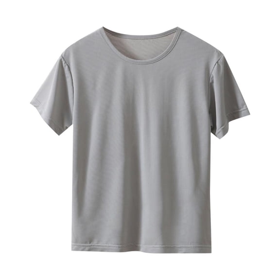 Bxsruta Girls Shirts, Children's Summer Solid Color Recreational Sports Short Sleeve Round-Neck Blouses for Kids, Gray 3-4Years