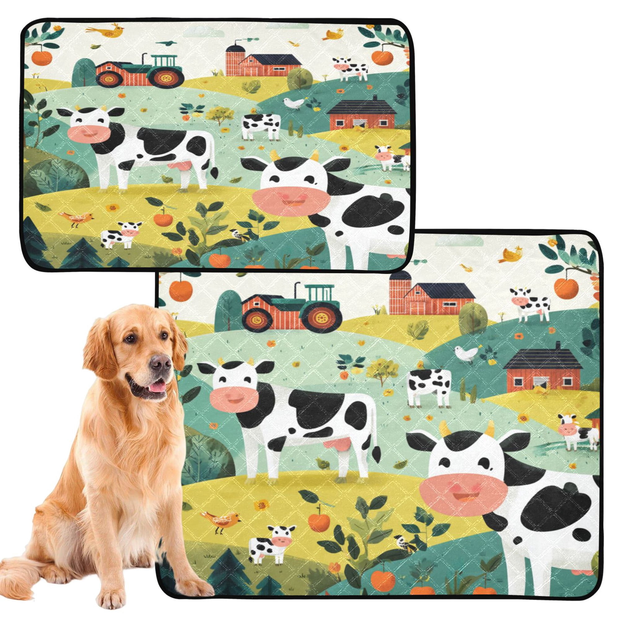 IAUYY Washable Pee Pads for Dogs Smallx3 Absorbent and Leak-Proof Non-Slip Reusable Puppy Pee Pads for Dogs Applicable to Playpen Potty Crate Farm with Tractors