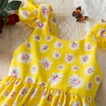 thumbnail image 6 of ZACPNCV Girls Dress Kid Ruffle Cap Sleeve Sleeve Sundress Backless Summer Toddler Girl Dresses Yellow 5-6 Years, 6 of 9