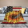 thumbnail image 2 of ARISTURING Sunflower Blanket，American Flag Throw Blanket，Bee Honey Ultra Soft Microplush Bed Blanket Sunflower Gifts for Women, 2 of 6