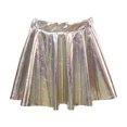 thumbnail image 5 of Metallic Skater Skirts Elastic Waist Flared Pleated A-Line Silver Mini Skirt Dance Performance, 5 of 6