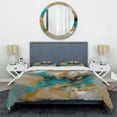 thumbnail image 3 of Designart "Turquoise Sun Liquid Marble" Abstract Marble Bedding Covert Set - Modern Yellow Abstract Bed Set With 2 Shams, 3 of 6