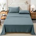thumbnail image 5 of Pure Era 4pc Sheets Set Ultra Soft Jersey Knit T-Shirt Cotton Deep Pocket Fitted Sheet 2 Pillowcases(Cerulean Blue,Cal.King), 5 of 7