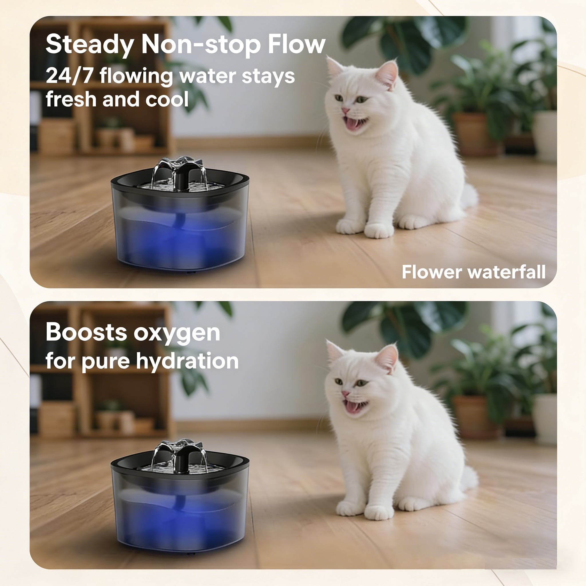 Automatic Cat Feeder and Water Fountain, 4L/16Cups Pet Dry Food Dispenser 2L Water Dispenser, Locking Lid, Programmable Timer 6 Daily Meals, 10s Voice Recorder, Cat Accessories for Puppy Kitten