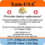1S2P High-Capacity High-Drain 3.7V - 6700mAh Li-ion Battery Pack, with JST-PH 2-Pin Plug, 152% more power than 4400mAh, for Electronics, Solar Lights, GPS, Meshtastic Solar Node Project, Speakers