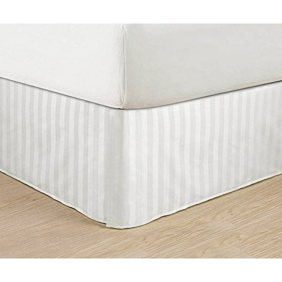 Wrinkle Free - Egyptian Quality STRIPE Bed Skirt - Pleated Tailored 14 in. Drop - All Sizes and Colo