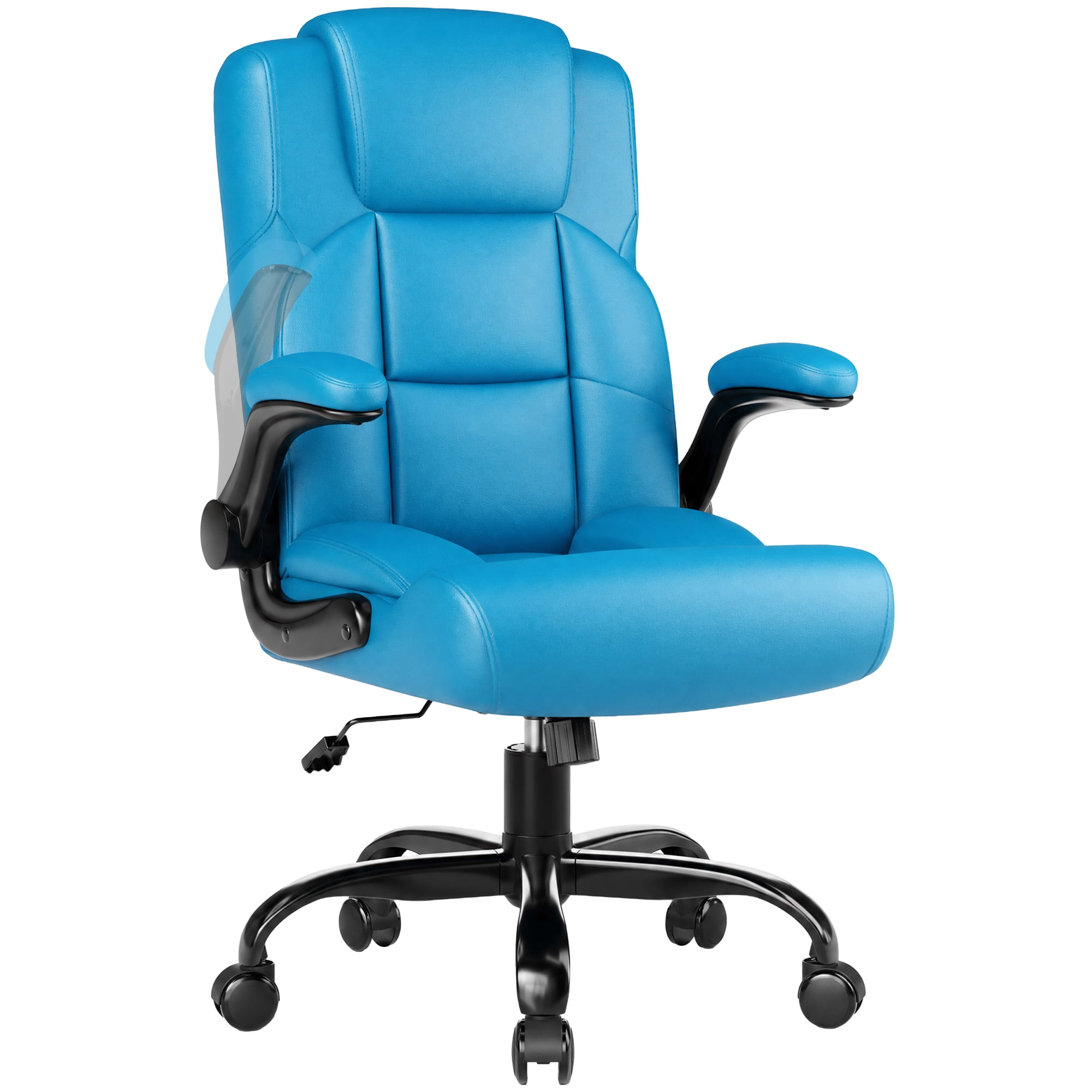 JONPONY Leather Office Chair, Big and Tall Office Chair 400LBS Wide Seat Ergonomic Computer Desk Chair High Back Executive Leather Chair Adjustable Task Chair Lumbar Back with 1-Year Warranty, Blue