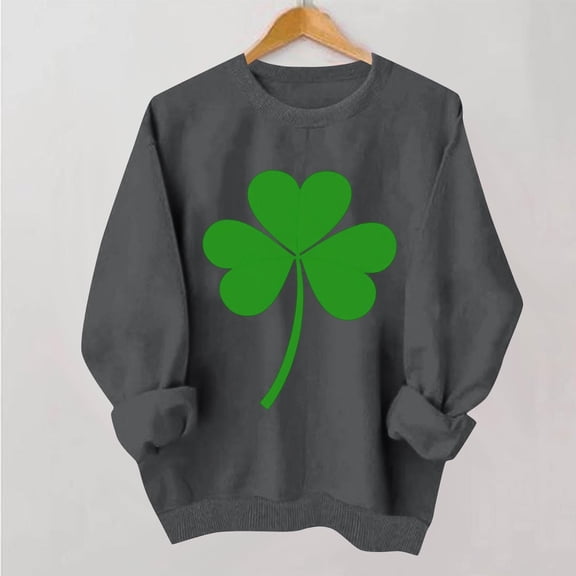 St. Patrick's Day Sweatshirt for Women Crewneck Long Sleeve Classic Solid Shamrock Graphic Relaxed Fit Comfy Cotton Blend Irish Holiday Clothes