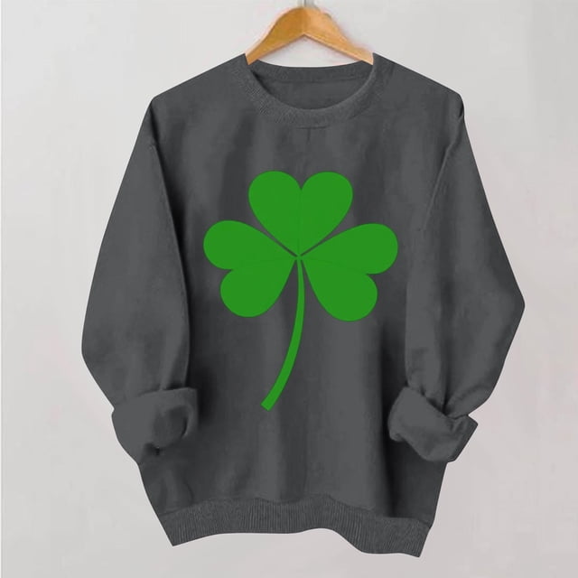 TaTaai Women Casual St Patrick's Day Printed Crew Neck Long Sleeve No Hood Sweatshirt Ladies Spring Daily Office Street Wear Soft Comfortable Machine Washable Stylish Top Gift