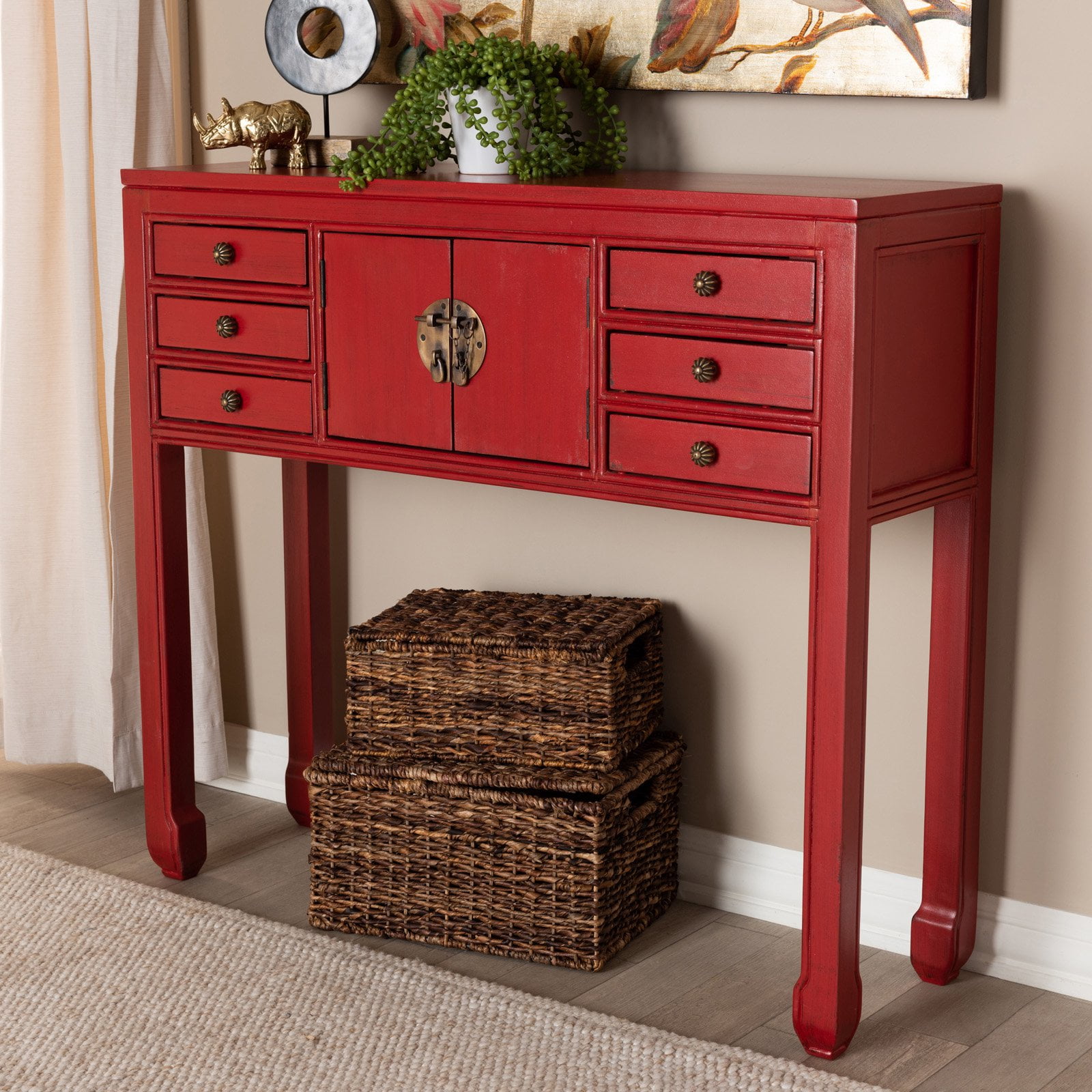 Baxton Studio Melodie Classic And Antique Red Finished Wood Bronze