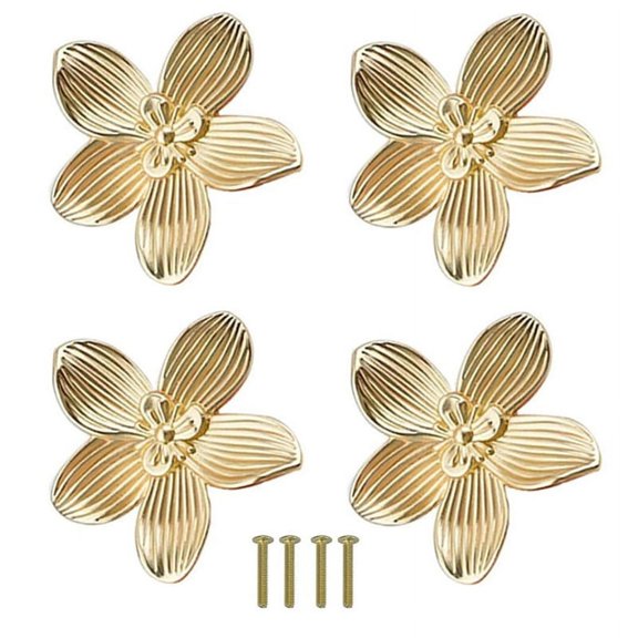Flower Drawer Knobs Petal Cabinet Knobs Dresser Knobs Furniture Drawer Pulls Handles for Wardrobe Door Pulls Old Gold