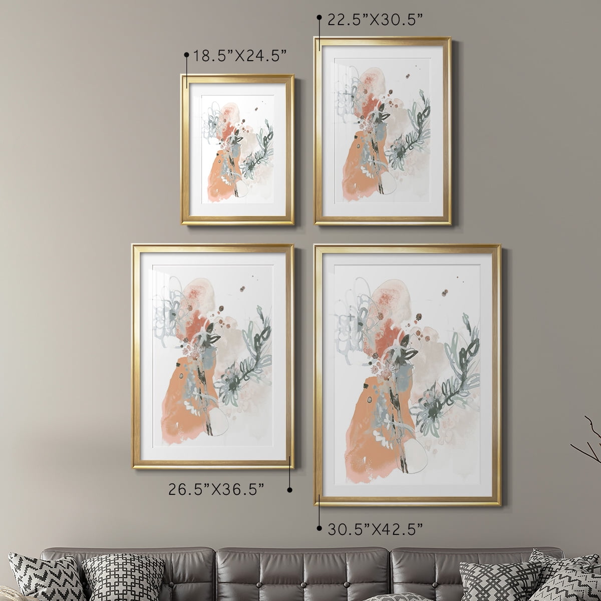Wexford Home Petal Drift I Premium Framed Print, 18.5" x 24.5" - Ready to Hang, Gold (Set of 2)