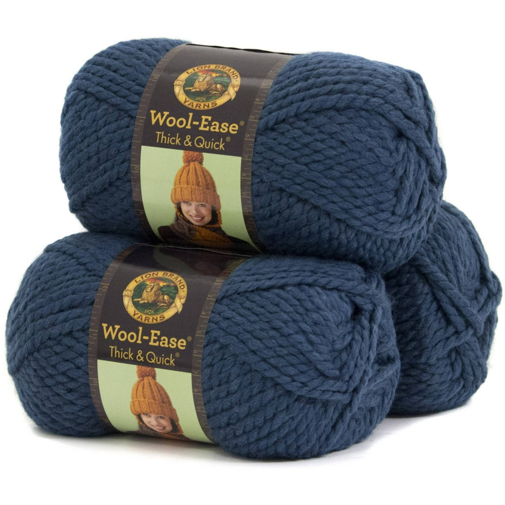 Lion Brand Yarn Wool Ease Thick and Quick Denim Classic Super Bulky Acrylic, Wool MultiColor