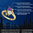 thumbnail image 2 of Gem Stone King 18K Yellow Gold Plated Silver Purple Amethyst White Moissanite and White Lab Grown Diamond Ring for Women (1.63 Cttw, Heart Shape 6MM, Gemstone February Birthstone, Size 5), 2 of 6