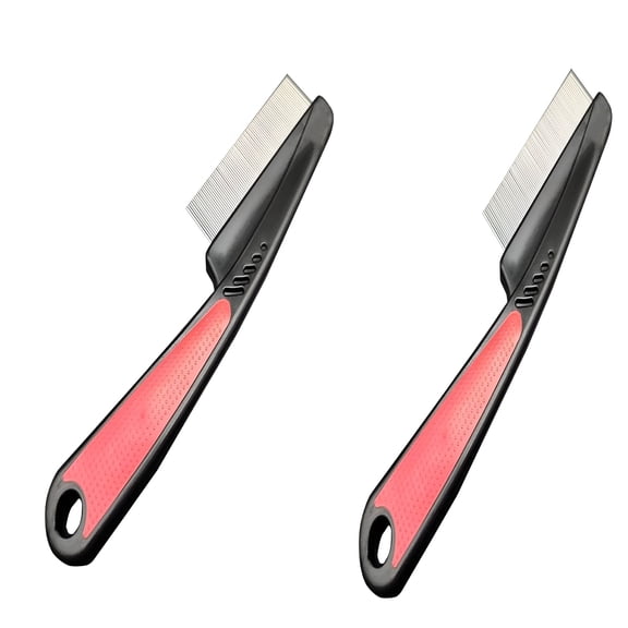 MELIVO Pet Flea Comb for Cats and Dogs, Stainless Steel Needle Comb, Undercoat Brush with White Handle