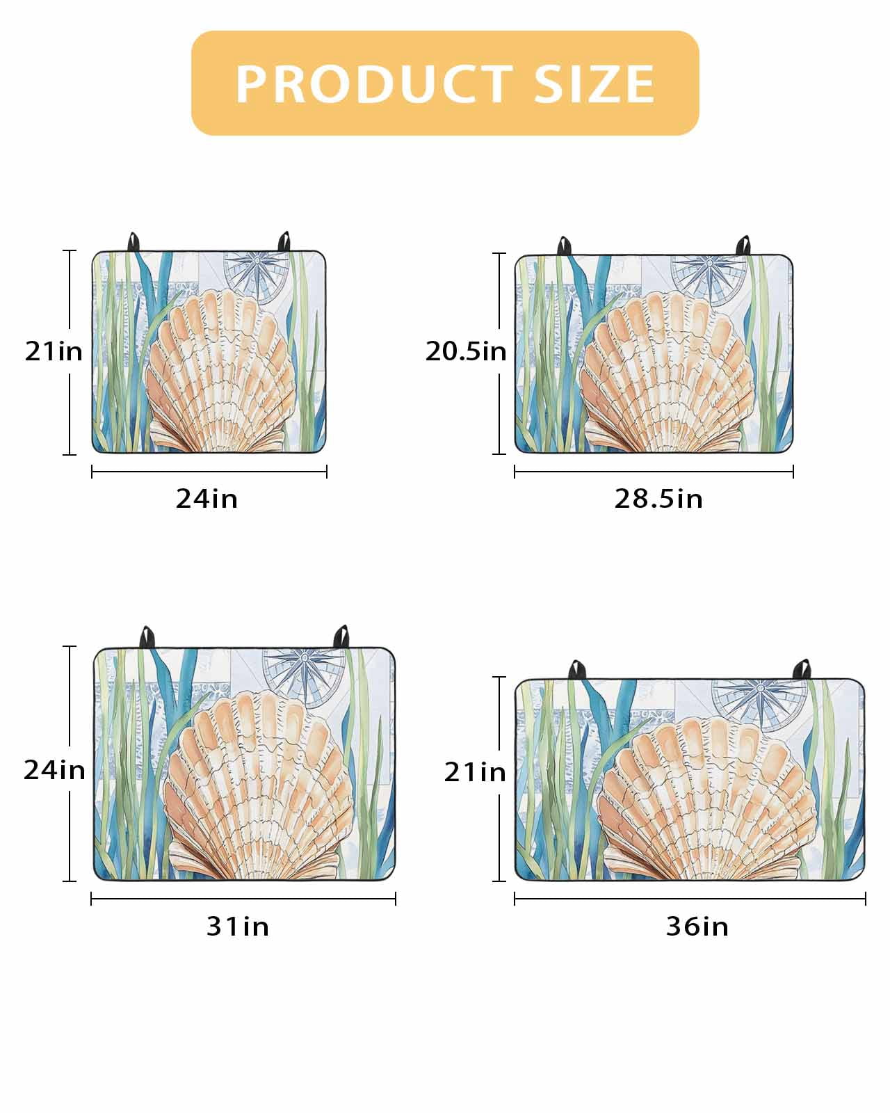 nqOlkjepod Large Induction Cooktop Protector Mat 24"x21", Summer Nautical Stove Top Covers for Electric Stove, Ocean Watercolor Blue Green Plant Shell Stove Burner Cover Mats, Glass Top Stove Cover