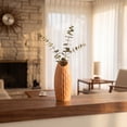 thumbnail image 5 of REGALWOVEN Small Ceramic Bud Modern Cylinder Vase, Matte Ribbed Decorative Flower Vase for Desktop, Shelf & Bathroom, Boho Orange 2.4"L x 2.4"W x 5.1"H, 5 of 6