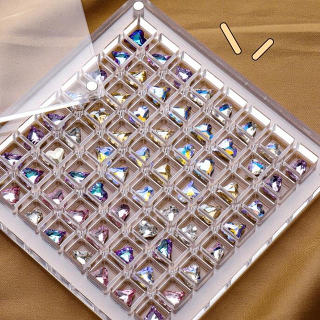 Caja de almacenamiento de de imitación para uñas, cubierta magnética, organizador cuadrado ligero, contenedor de joyería, vitrina para arte , 64 cuadrículas 64 rejillas