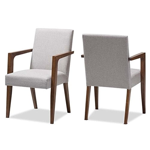 Baxton Studio Fauteuil à Accoudoirs Rembourré Andrea en Gris Beige (Ensemble de 2)